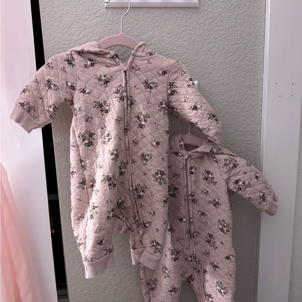 Baby Girl 3 months pink ruffle quilted onesie !